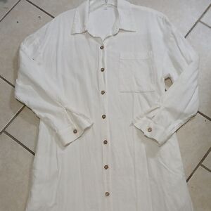 SOURCE UNKNOWN Womens Size L White Button Down Shirt Dress
